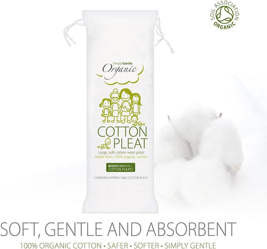 Simply Gentle Organic Cotton Wool Pleats - Perfect For Sensitive Skin - Pure Cotton Pleat With No Paraben Or Alcohol - Free From Odours Or Irritants - Hypoallergenic Soft Wool Pleat - (100G Pack Of 2)