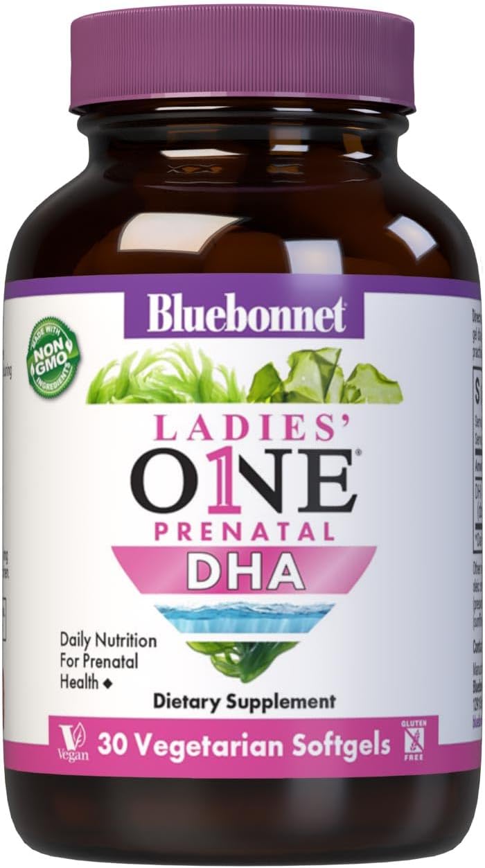 Bluebonnet Nutrition Ladies' One Prenatal Dha, Daily Nutrition For Prenatal Health*, Non-Gmo, Vegan, Gluten-Free, 30 Vegetarian Softgels, 30 Servings