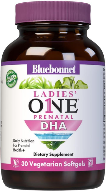 Bluebonnet Nutrition Ladies' One Prenatal Dha, Daily Nutrition For Prenatal Health*, Non-Gmo, Vegan, Gluten-Free, 30 Vegetarian Softgels, 30 Servings