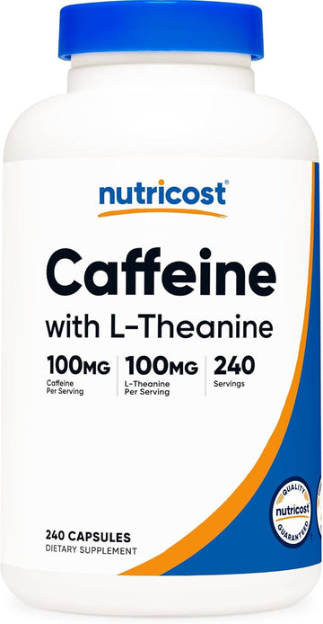 Nutricost Caffeine with L-Theanine, 100mg of Each, 240 Capsules, 240 Servings - Non-GMO and Gluten Free