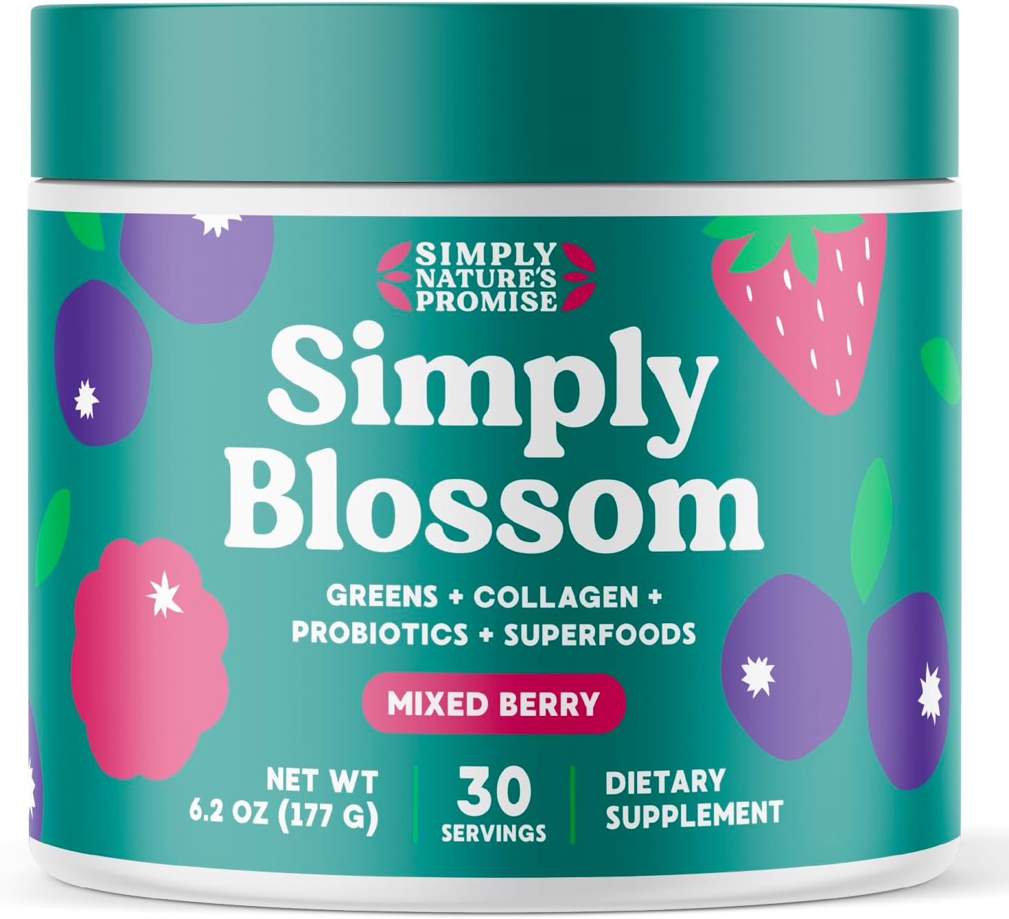 Blossom Nutrition Daily Greens & Superfood Powder + Collagen + Probiotics for Women's Digestive Health & Bloating Relief. Help Your Health Bloom - 30 Day Supply