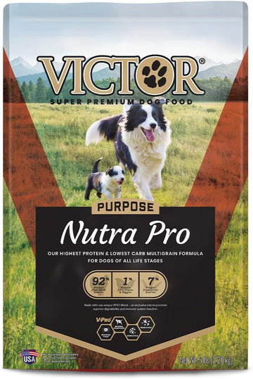 Victor Super Premium Dog Food – Purpose - Nutra Pro – Gluten Free, High Protein Low Carb Dry Dog Food For Active Dogs Of All Ages – Ideal For Sporting Dogs, Pregnant Or Nursing Dogs & Puppies, 5Lbs