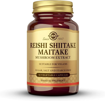 Solgar Multi-Mushroom Complex, 50 Vegetable Capsules - Reishi, Shiitake, Maitake Mushroom Extract - Natural Source Of Beta Glucans - Non-Gmo, Vegan, Gluten Free, Dairy Free - 50 Servings