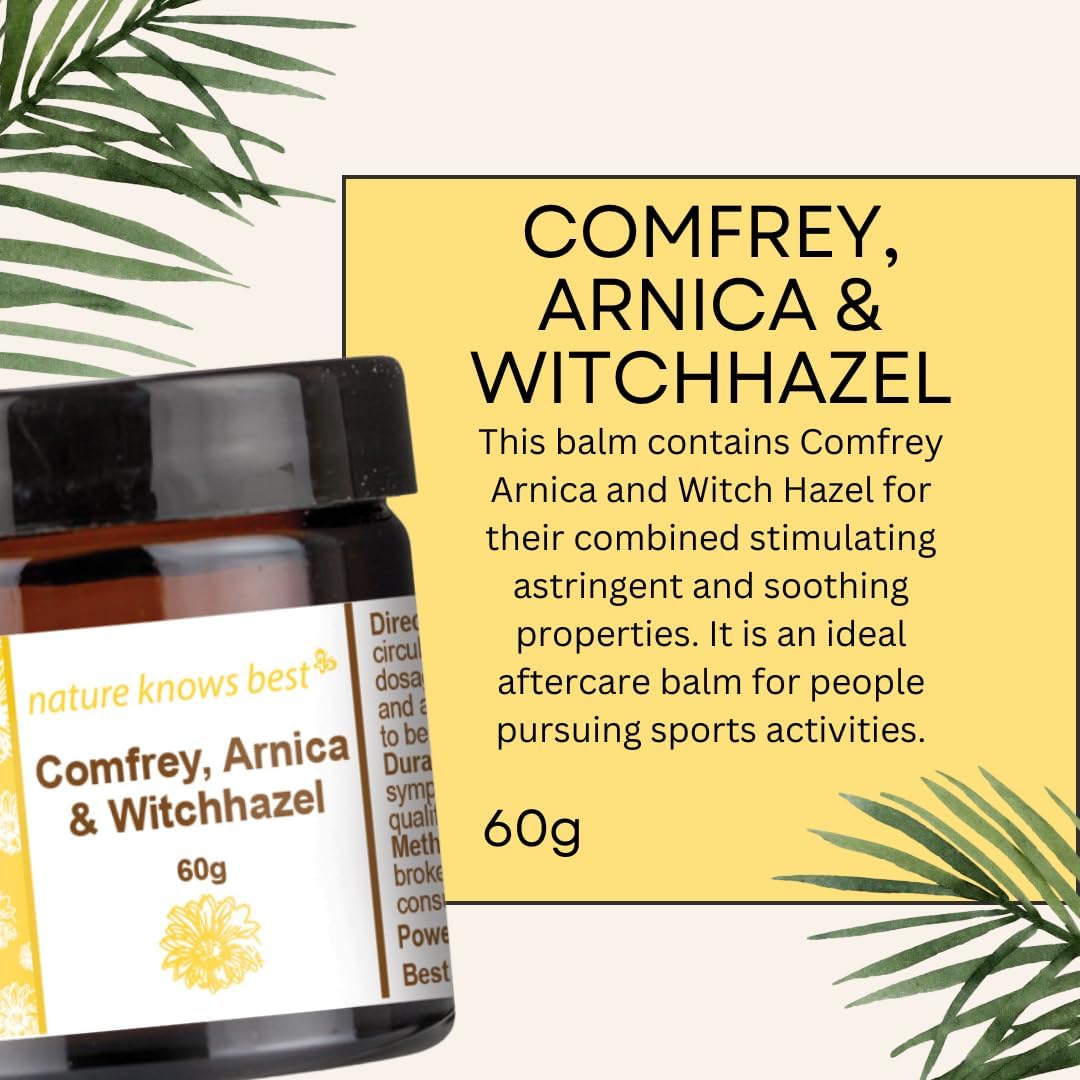 Nature Knows Best - Comfrey, Arnica, Witch Hazel and Vitamin E Balm | 60g of Premium Muscle Balm with Comfrey, Arnica, Witch Hazel and Vitamin E : Amazon.co.uk: Beauty