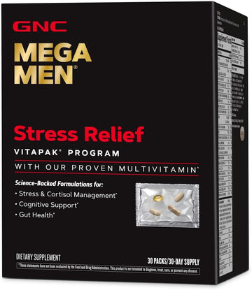 Gnc Mega Men Stress Relief Vitapak, Stress & Cortisol Management, 30 Count