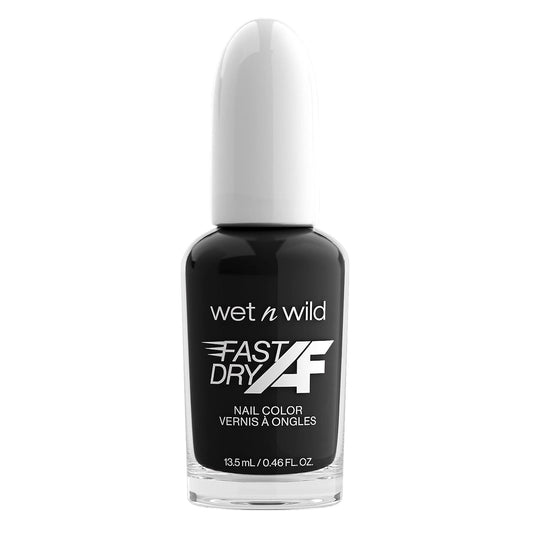 Wet N Wild Fast Dry Af Nail Polish Color, Black Throwing Shade | Quick Drying - 40 Seconds | Long Lasting - 5 Days, Shine