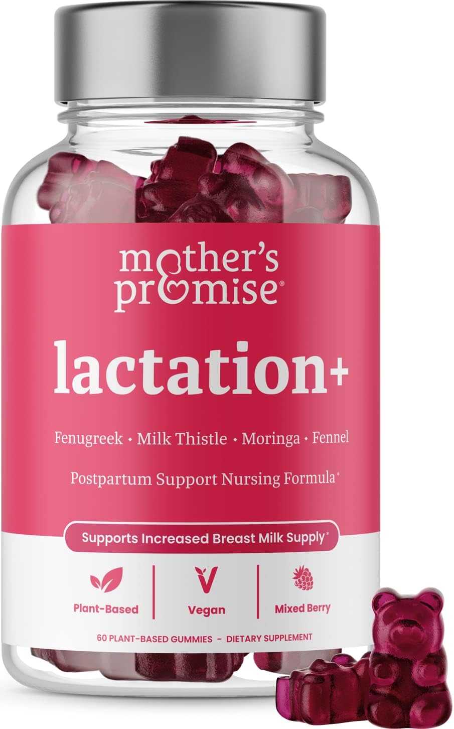 Mother'S Promise Lactation Supplement Gummies For Breast Milk Production Increase | Postnatal Lactation Support For Breastfeeding, Nursing & Lactating With Fenugreek, Moringa & Milk Thistle | Vegan
