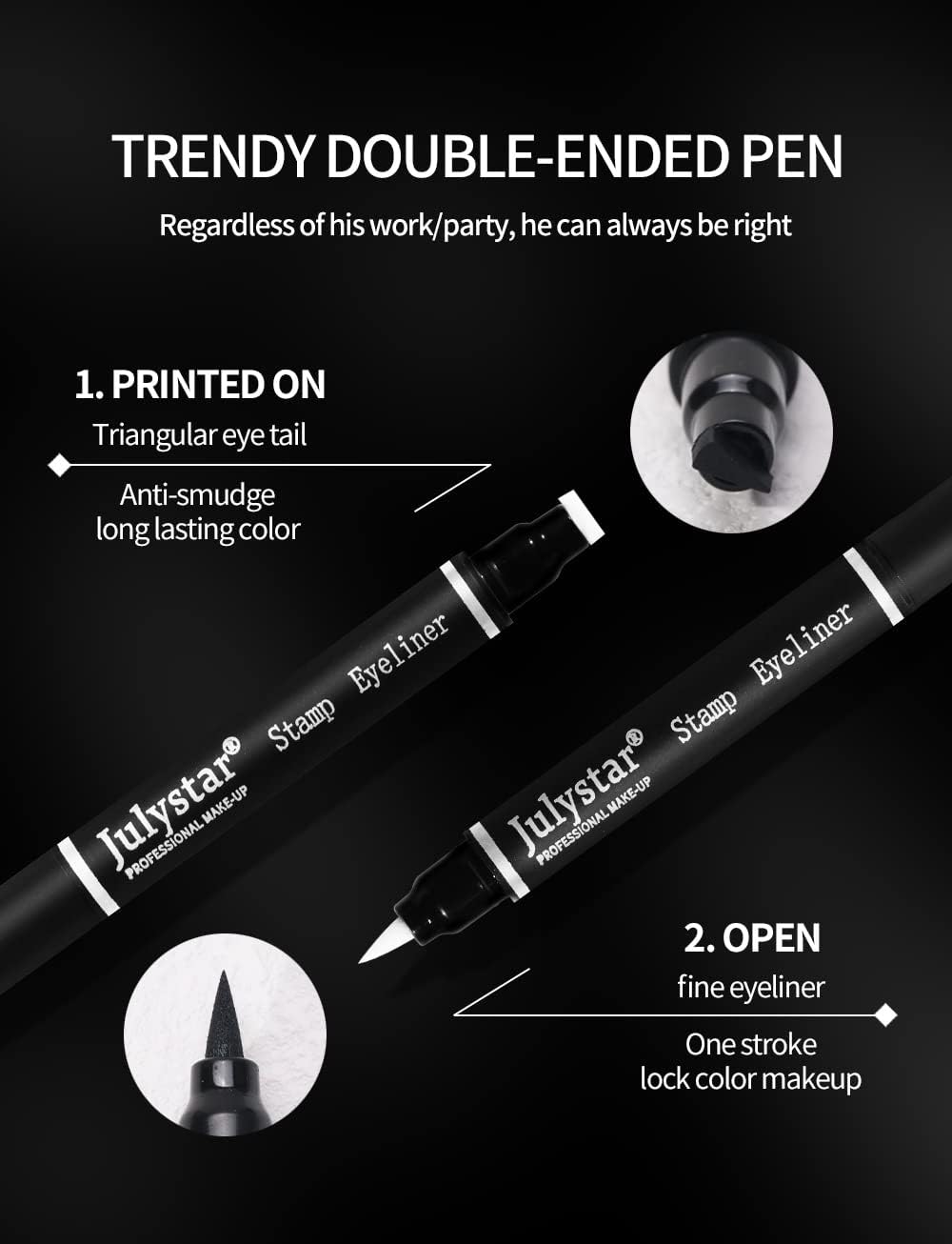 Julystar Cool Black Seal Eyeliner Waterproof And Non Smudging Double Head Eyeliner