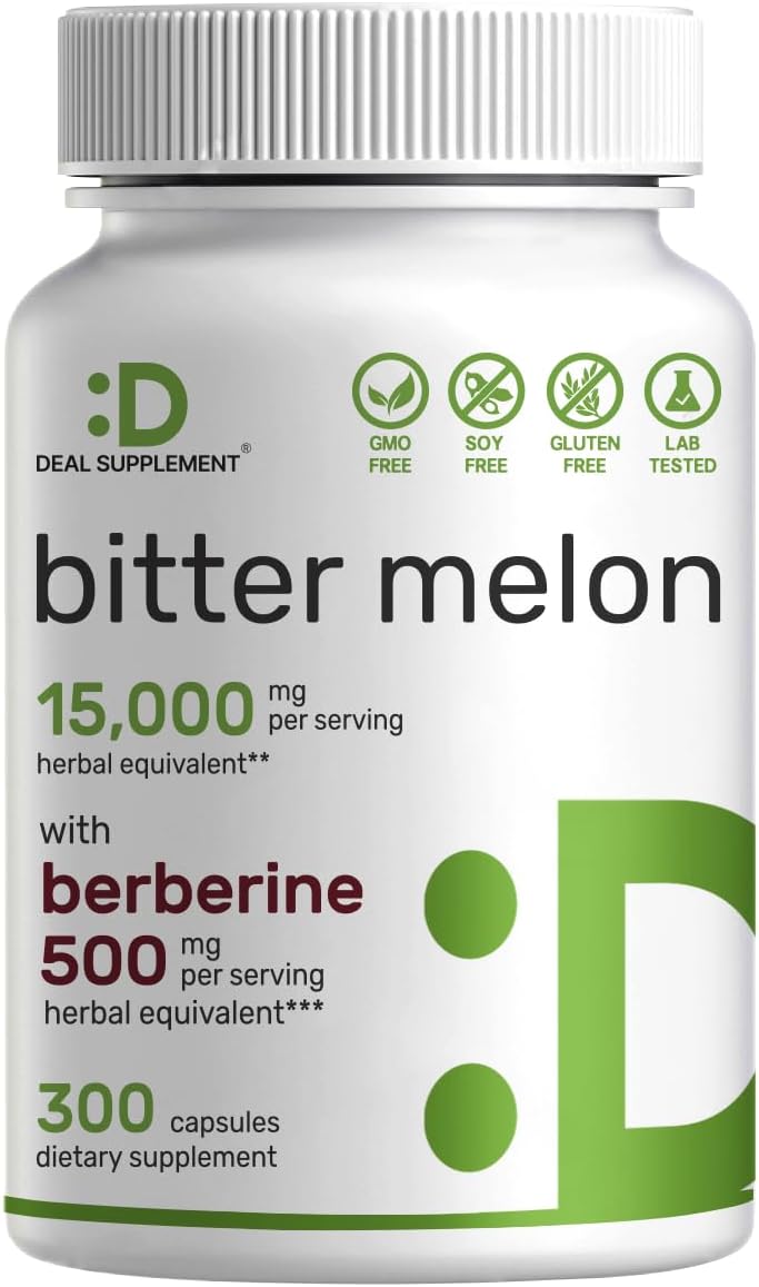 Bitter Melon With Berberine Supplement 15,000Mg Per Serving, 300 Capsules