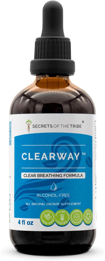 Secrets of the Tribe - Clearway, Herbal Supplement Blend Drops Alcohol-Free Liquid Extract, Clear Breathing Formula (4 fl oz)