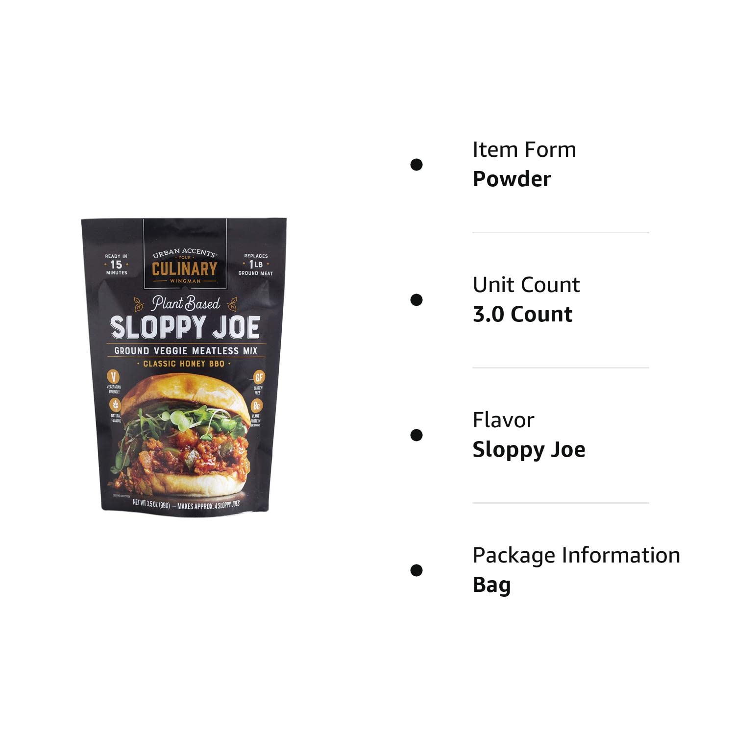 Urban Accents Sloppy Joe Plant Based Meatless Mix – Gluten Free Plant Based Protein & Seasoning Blend, 3-pack : Grocery & Gourmet Food