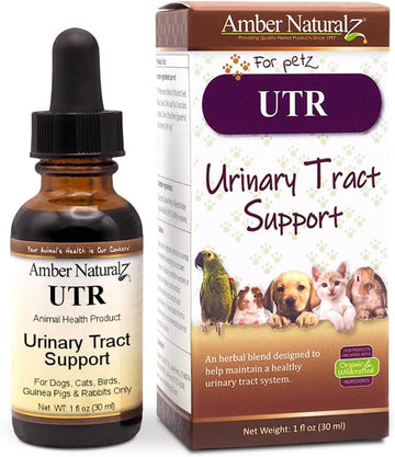 Amber Naturalz Utr Urinary Tract Herbal Supplement For Dogs, Cats, Birds, Guinea Pigs, And Rabbits | Pet Herbal Supplement For Bladder Support | 4 Fluid Ounce Glass Bottle | Manufactured In The Usa