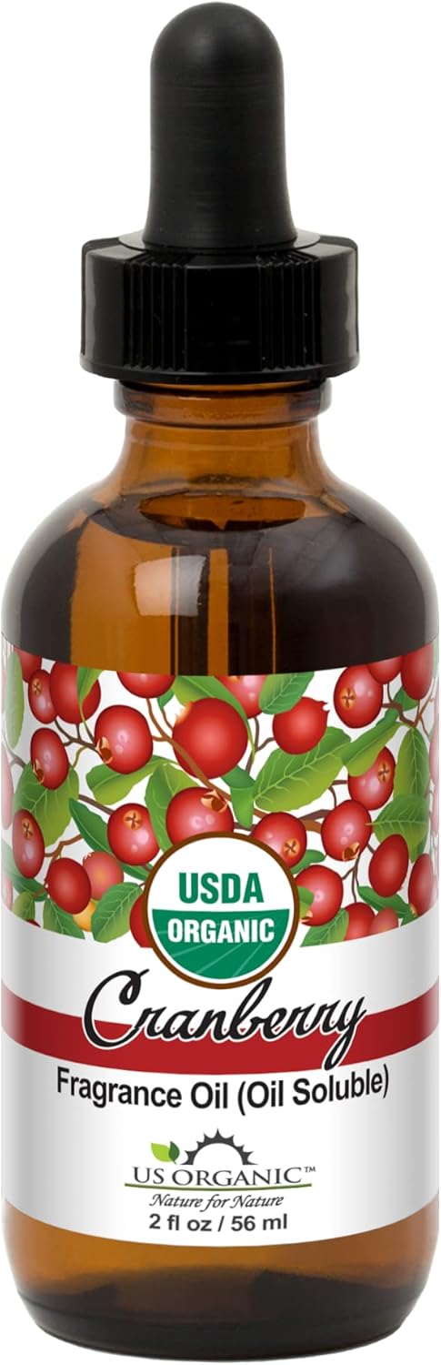 US Organic Cranberry Fragrance Oil_Oil Soluble_USDA Certified Organic_for Candle, Soap Making, Shampoo, Conditioner, Body Oil, Body Butter, Craft, DIY Projects, and Small Businesses_2 fl oz