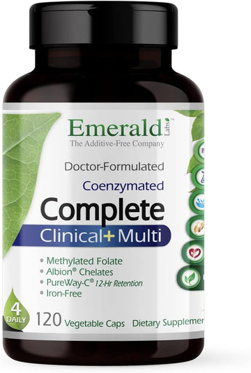 EMERALD LABS Complete Clinical Multi - Multivitamin with Methylated Folate, Vitamin D3, Digestive Enzymes & More for Gut Health, Immune Support & More* - 120 Vegetable Capsules (30-Day Supply)