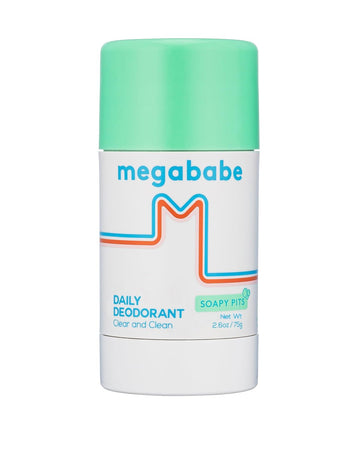 Megababe Daily Deodorant - Soapy Pits | Aluminum-Free, Clear & Clean | 2.6 Oz