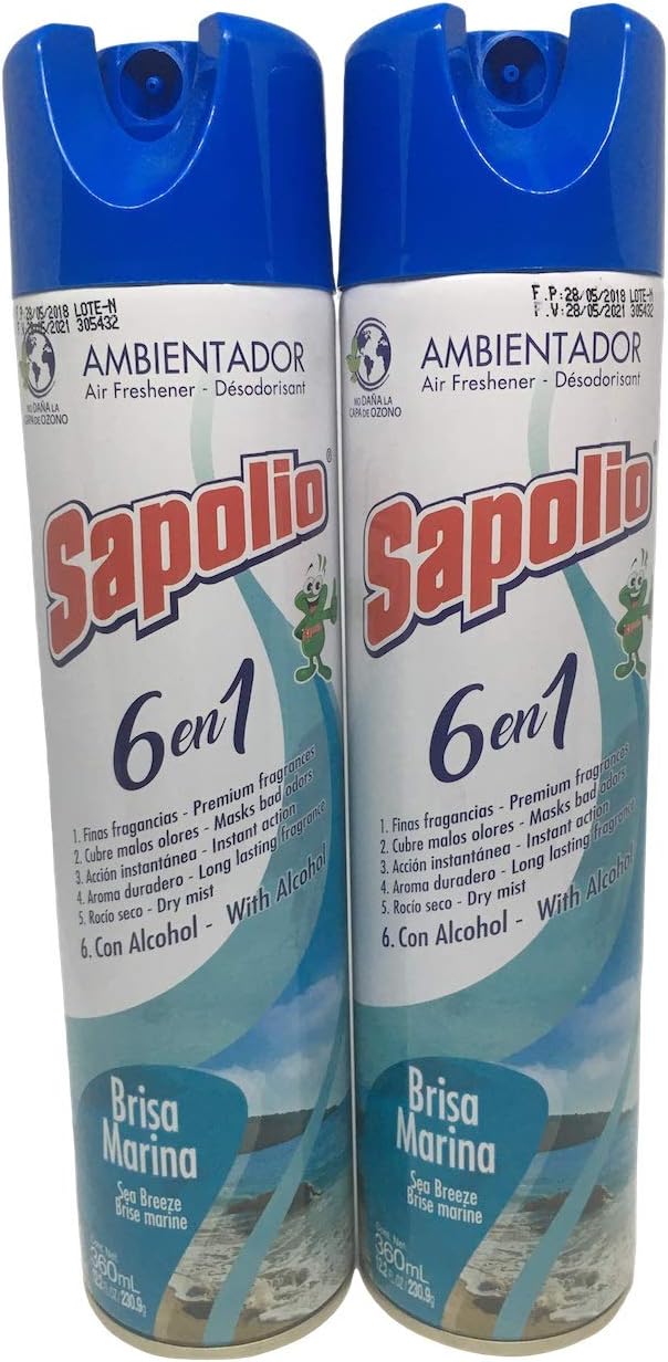 SAPOLIO AIR FRESHENER,AMBIENTADOR 360 ML,12.2 FL OZ, SEA BREEZE, BRISA MARINA, 3 PACK : Health & Household