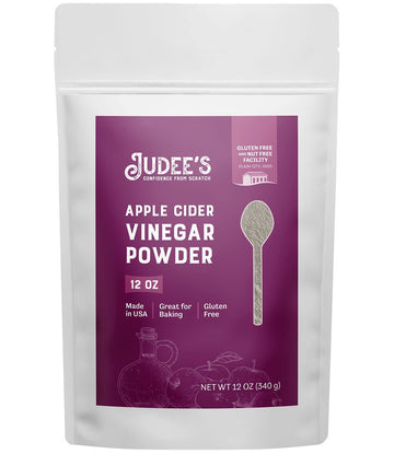 Judee'S Apple Cider Vinegar Powder 12 Oz - Gluten-Free And Nut-Free - Keto-Friendly And Great For Baking And Cooking - Add To Marinades, Glazes, Dry Rubs, And More
