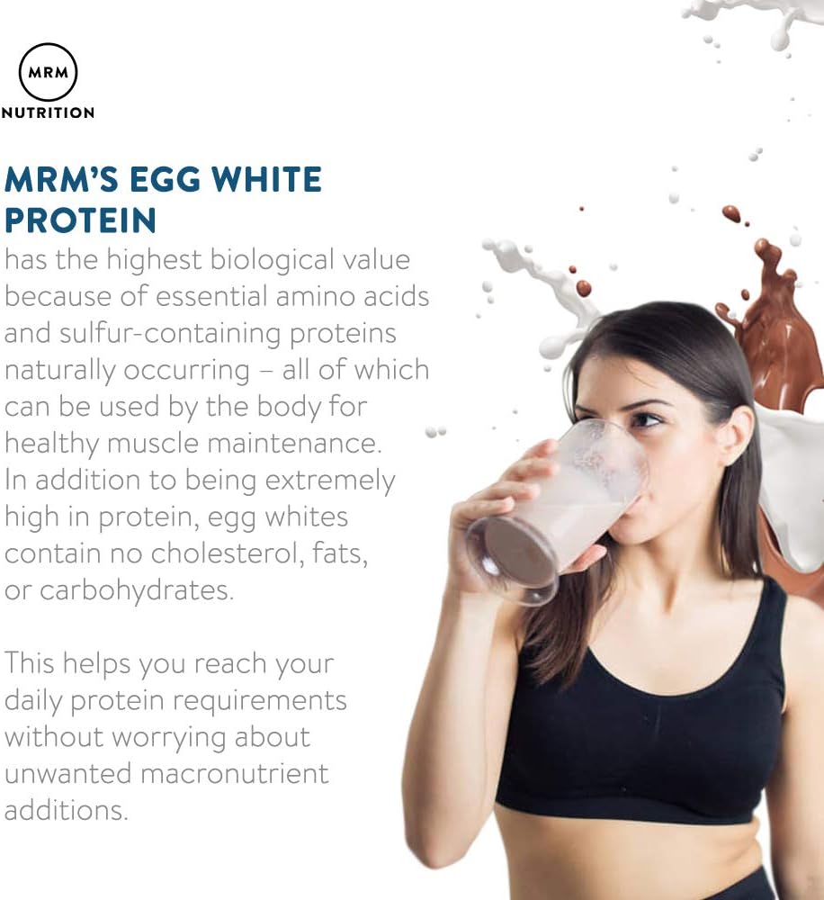 MRM Nutrition Egg White Protein | Vanilla Flavored | 23g Fat-Free Protein | with Digestive enzymes | Highest Biological Value | Clinically Tested | 20 Servings : Health & Household