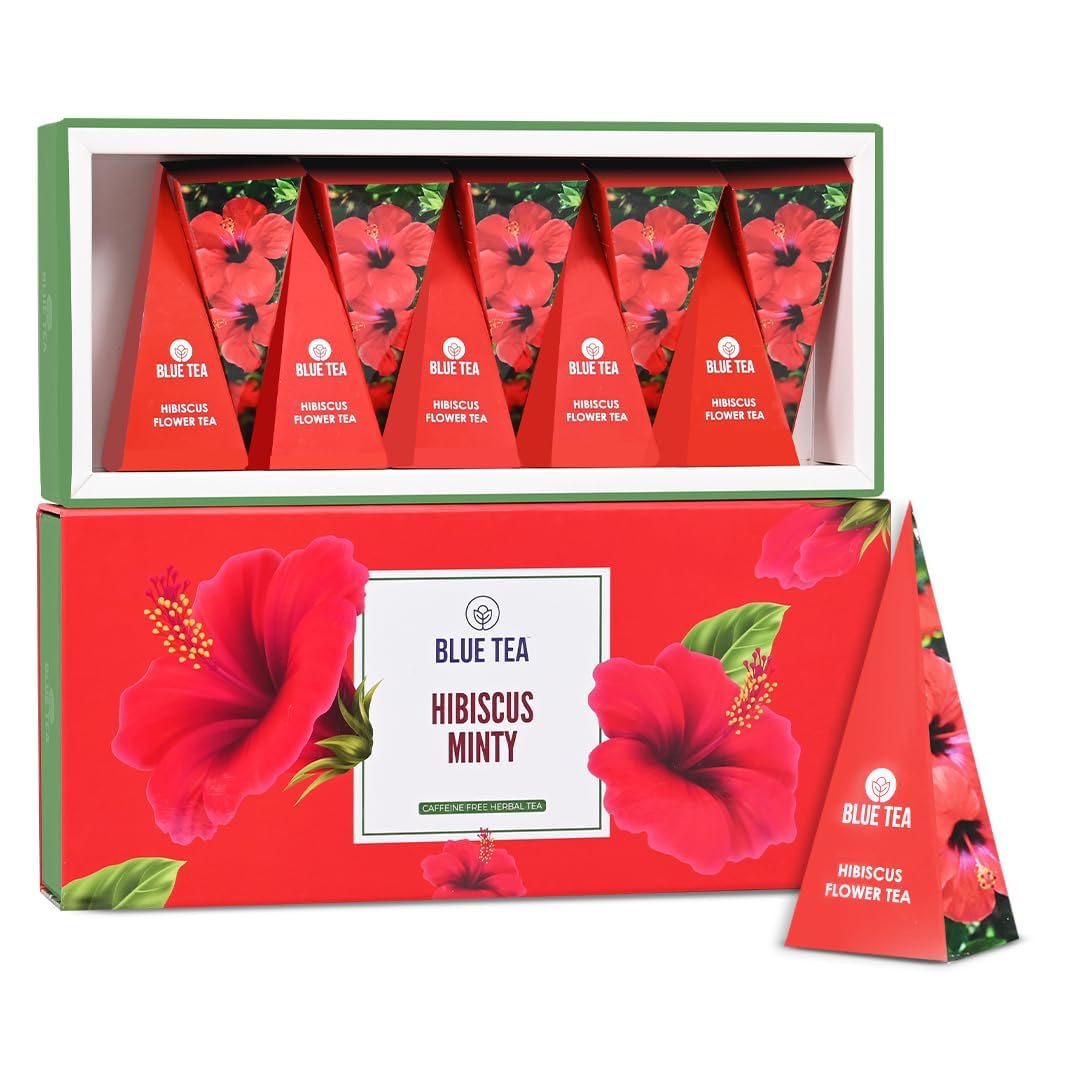 Blue Tea - Hibiscus Tea - Gift Box - Minty Tea - 10 Tea Bags || Wellness Pack || Tangy Flavour - Anti-Oxidant - Gluten Free - Caffeine Free - Flower Based - Non-Bitter - Gift Pack