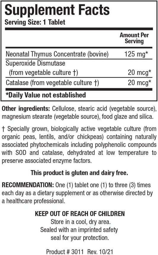 Biotics Research Cytozyme Thy Neonatal Thymus Concentrate. Supports Health Of The Thymus Gland. Healthy Immune Response And Pathway Processes. Supports Immune System 60 Tabs