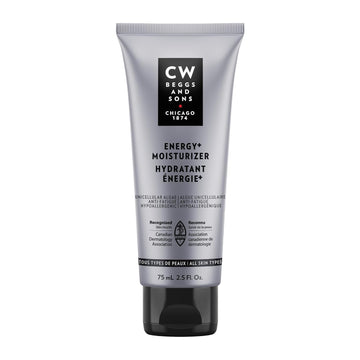 Cw Beggs Energy+ Moisturizer For Men, Normal To Dry Skin, Anti-Fatigue Face Cream, Hypoallergenic, Fragrance-Free, Paraben-Free, Alcohol-Free, Mineral Oil-Free, Cruelty-Free, 2.5 Fl. Oz