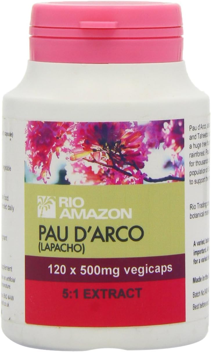 Rio Amazon 500 mg PAU d'Arco 5:1 Extract 120 Vegetarian Capsules, 60 g : Amazon.co.uk: Health & Personal Care