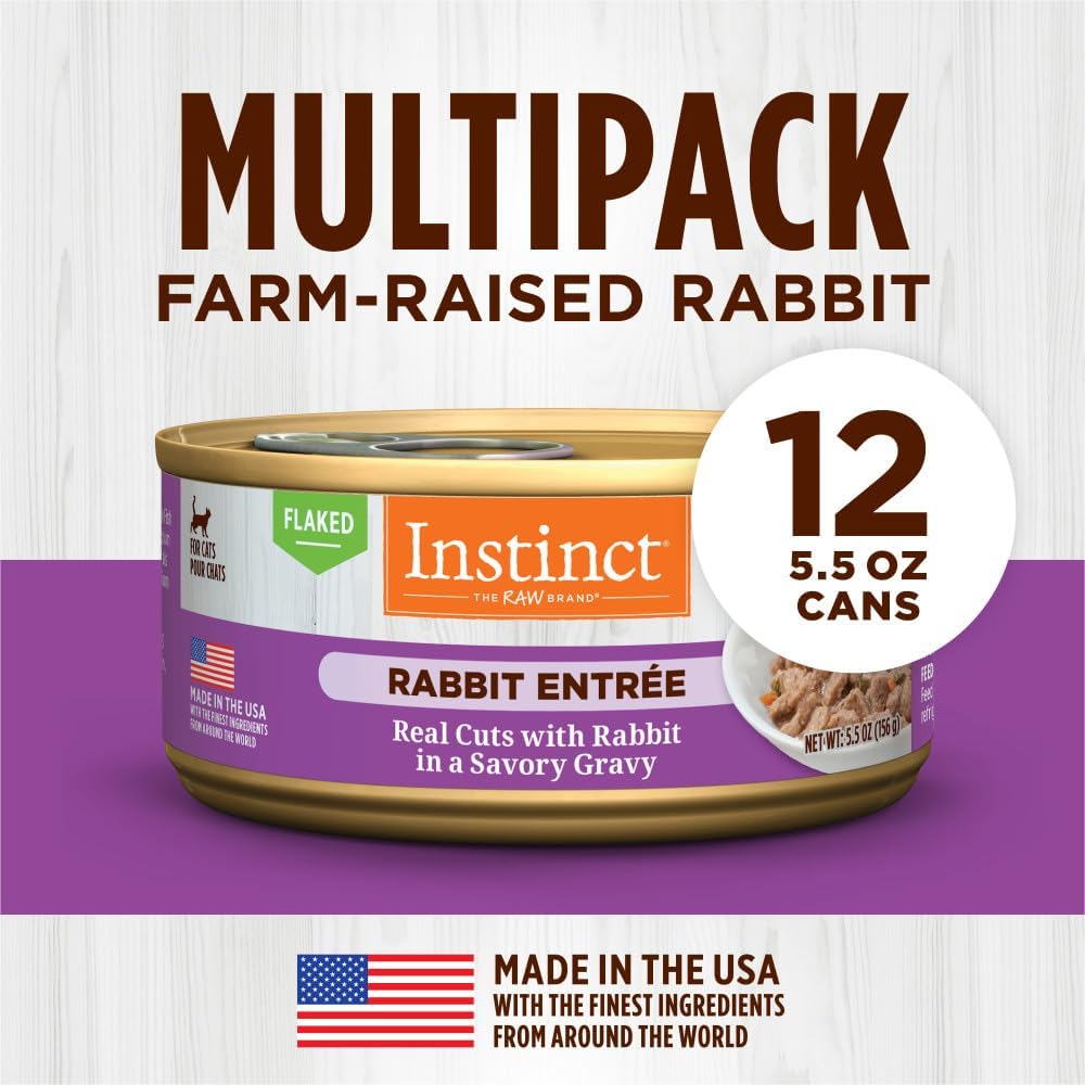 Instinct Flaked Rabbit Entrée Wet Cat Food - 5.5 Ounces, 12 Pack : Pet Supplies