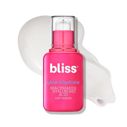 Bliss Hydration Sensations Bestsellers Kit: Glow & Hydrtae Serum- Niacinamide + Hylauronic Acid Serum & Drench & Quench Hyluronic Acid Moistuirzer For Face- Cream To Water- 1 Fl Oz