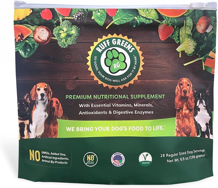 Ruff Greens - Vitamin & Mineral Supplement, Nutritional Support & Probiotics for Dogs, Dog Vitamin Powder, Nutritionally Pure Superfood, 6.9 Ounce