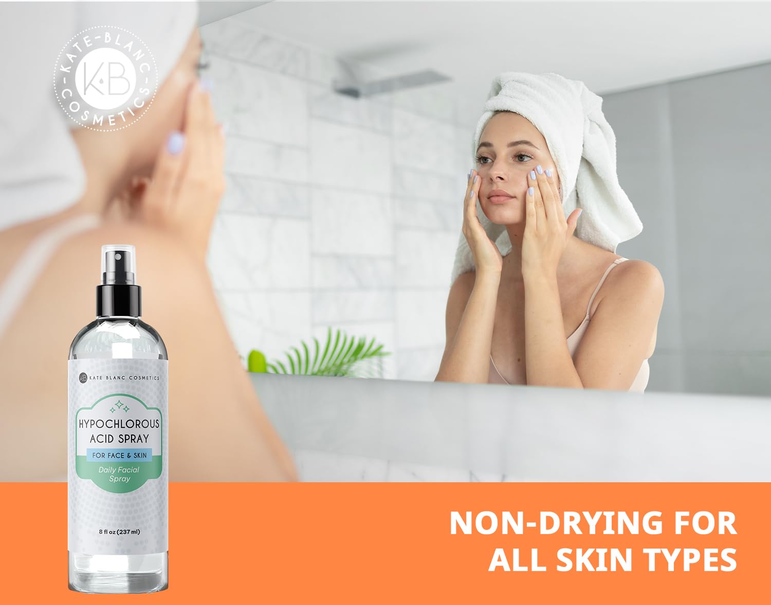 Kate Blanc Cosmetics Hypochlorous Acid Spray For Face And Skin. Gentle Facial Cleanser For Acne-Prone & Sensitive Skin With .02% Hocl (8Oz) : Beauty & Personal Care