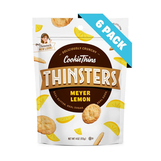 Thinsters Cookie Thins Cookies, Meyer Lemon, 4Oz (Pack Of 6), Non-Gmo, Peanut Free, No Corn Syrup, Crunchy Cookies, No Artificial Flavors, Colors, Or Preservatives