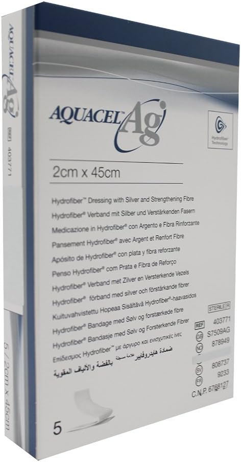 Aquacel AG Silver Wound Dressings 2 cm x 45 cm - Pack of 5