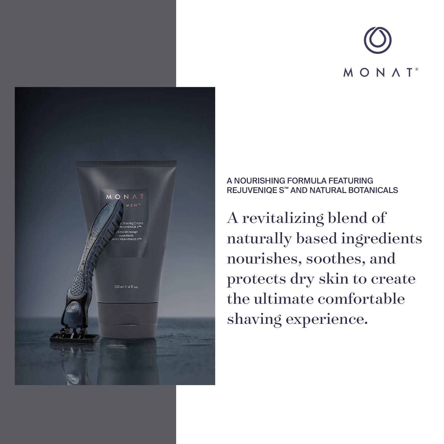 MONAT For Men Essential Shaving Cream - Natural Shaving Cream Includes Shea Butter, Coconut Oil, Aloe Vera, Ginger Root Extract, Panthenol, Avena Care & Coffee Seed Oil - Net Wt. 120 ml / 4 fl. oz. : Beauty & Personal Care