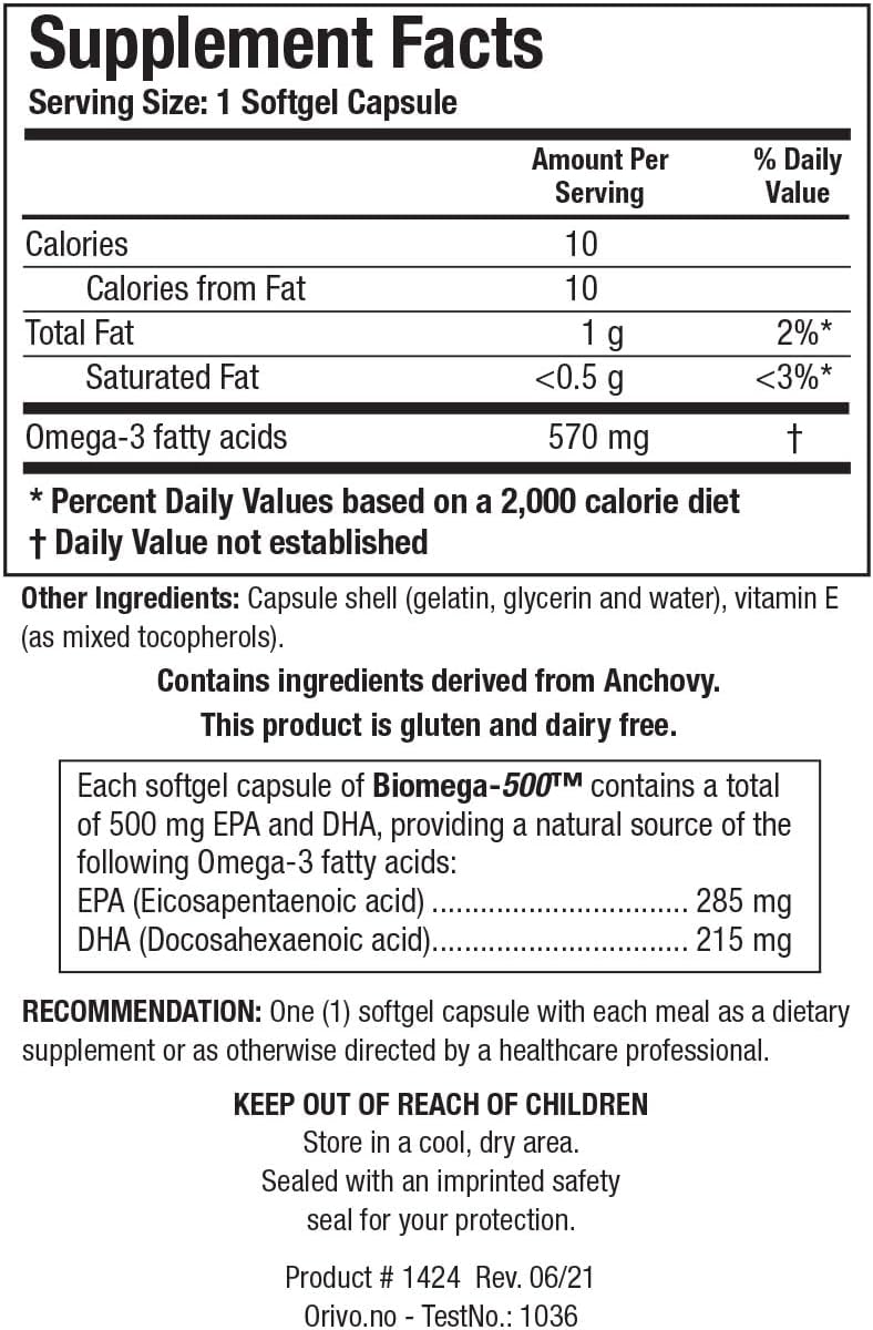 Biotics Research Biomega 500 Omega 3 Fish Oil Supplement, Highly Concentrated Fish Oil with EPA/DHA, Omega 3 Fatty acids, Supports Immune and Cardiovascular 90 Softgels : Health & Household