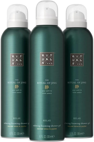 Rituals Shower Foam The Ritual Of Jing - Value Pack - Shower Gel With Lotus Flower And Jujube - Calming Foaming Shower Gel - Economy Pack, 3 X 200Ml