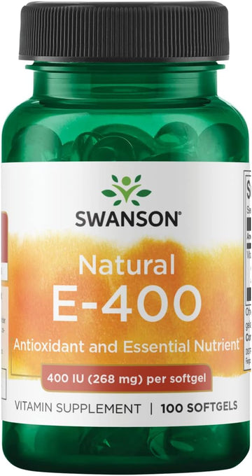 Swanson Natural Vitamin E 400 Iu - Dietary Supplement For Daily Antioxidant Support - Can Support Immune System - Essential Nutrient And Vitamin Supplement (268 Mg, 100 Softgels)