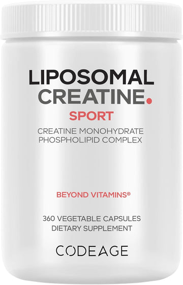 Codeage Liposomal Creatine Monohydrate Supplement, Pure Creatine 2500Mg - 3 Months Supply, Micronized, Creatinine Muscles Sports Nutrition And Athletes, Non-Gmo - 360 Capsules