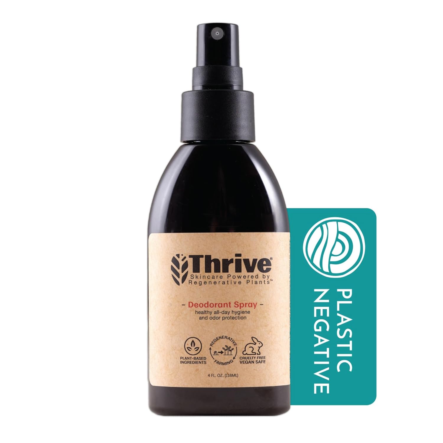 Thrive Natural Care Deodorant Spray, 4 Ounces - All Day Protection, Aluminum Free Deodorant for Women & Men, Non-Irritating Natural Spray Deodorant Powered by Regenerative Plants - Vegan