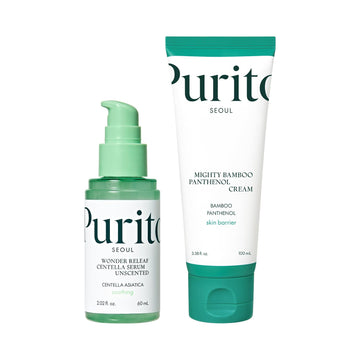 Purito Centella Unscented Serum & Mighty Bamboo Panthenol Cream Glow Duo Glass Skin Duo Set