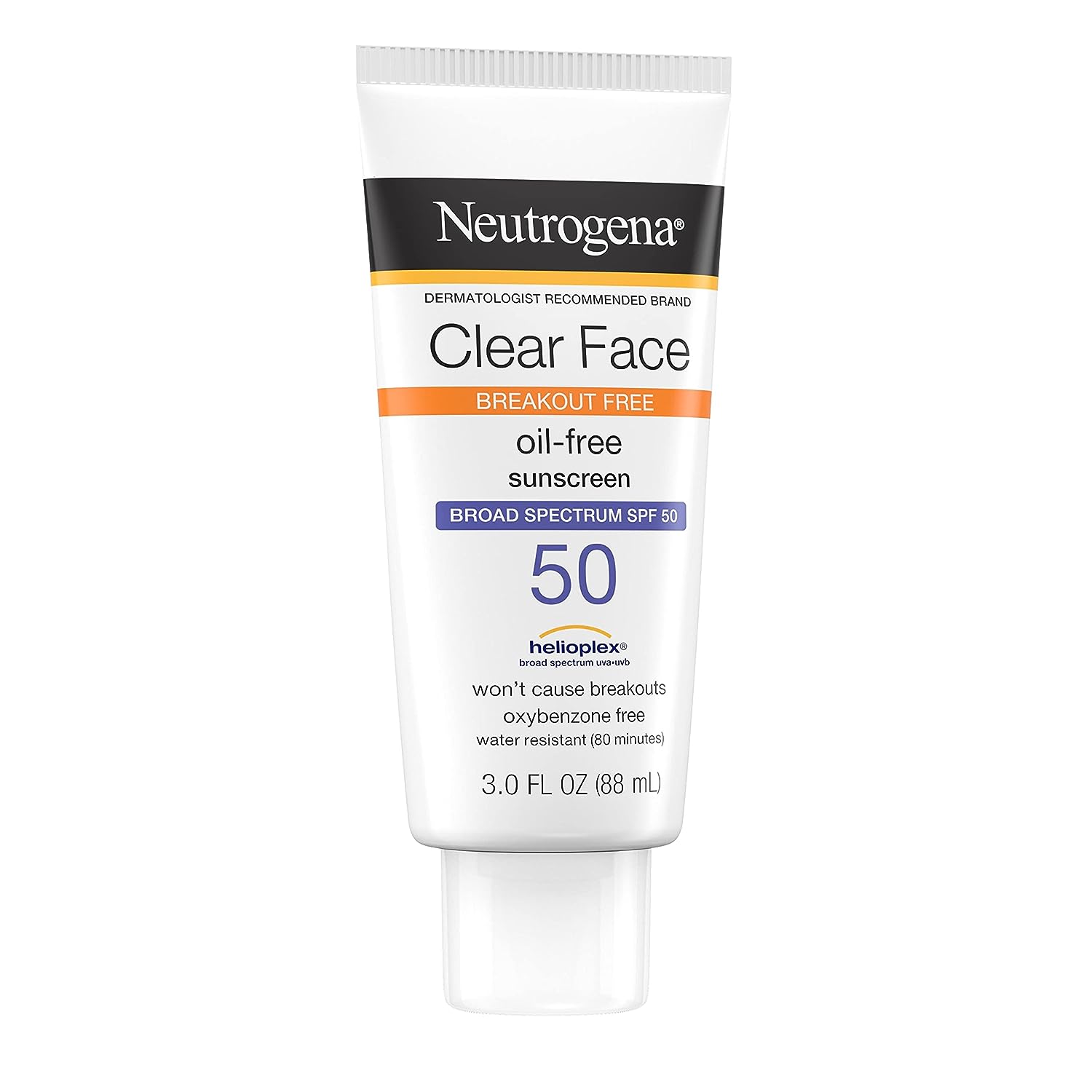 Neutrogena Clear Face Liquid Lotion Sunscreen for Acne-Prone Skin, Broad Spectrum SPF 50 UVA/UVB Protection, Oil-, Fragrance- & Oxybenzone-Free Facial Sunscreen, Non-Comedogenic, 3 fl. oz : Beauty & Personal Care