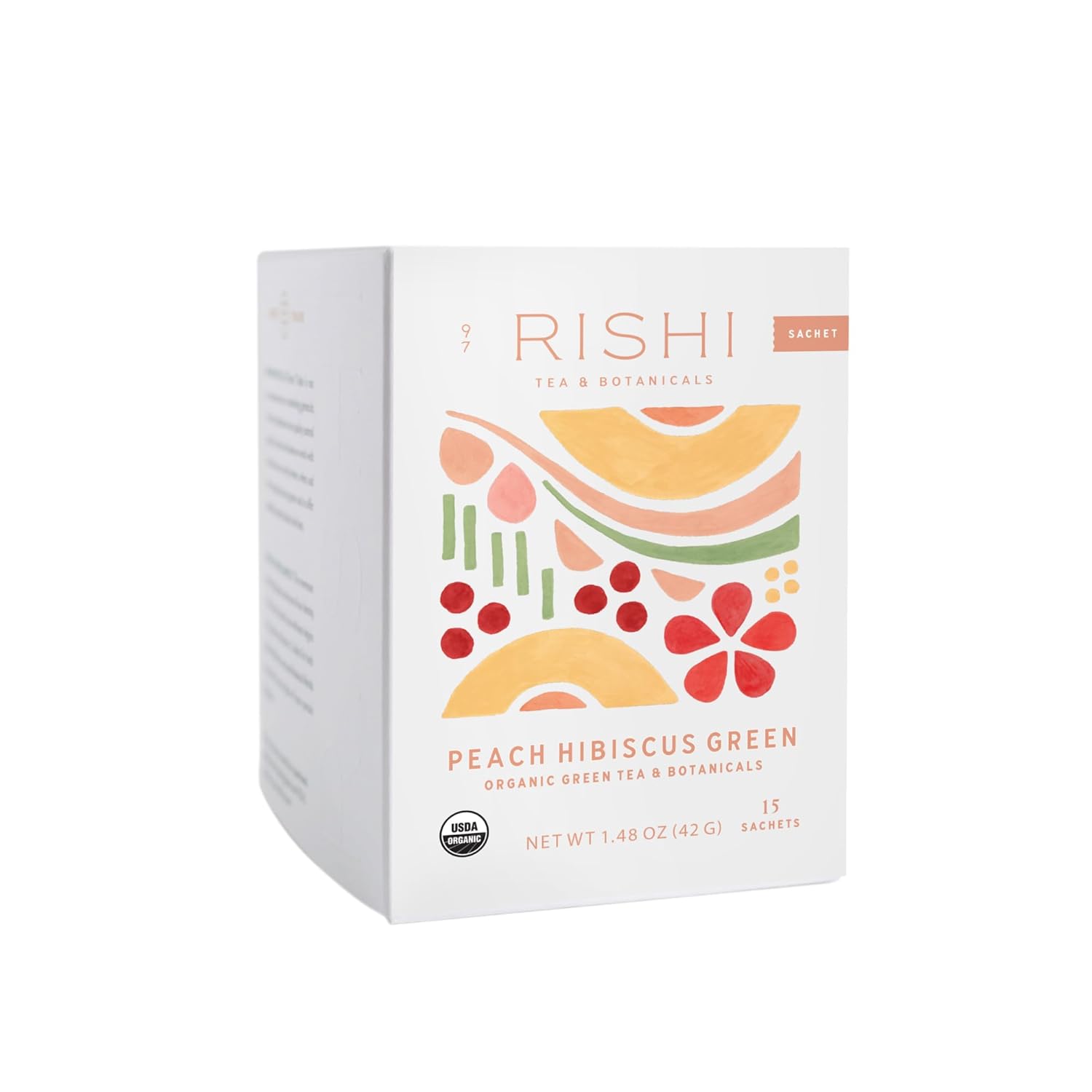 RISHI Organic Peach Hibiscus Green Tea Sachets, 15 CT : Grocery & Gourmet Food