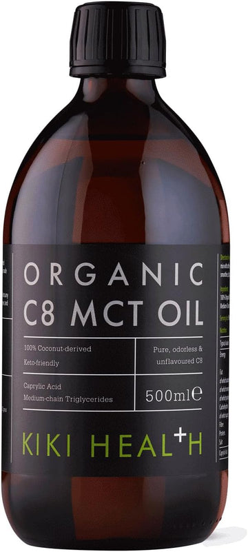 Kiki Health - Organic C8 Mct Oil - 100% Pure, Non-Gmo, Cold-Pressed - Boosts Ketones & Metabolism - Supports Ketosis, Energy, Mental Clarity & Focus - Unflavoured & Odorless - 500Ml