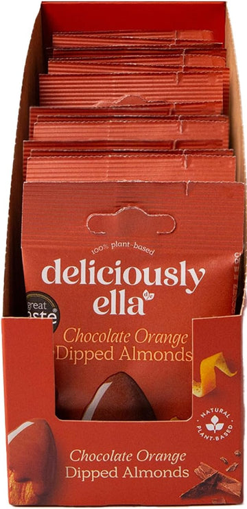 Deliciously Ella - Chocolate Orange Dipped Almonds, Vegan Friendly, 27G X 12 Packs