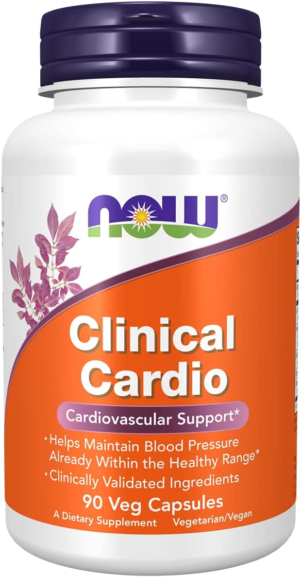 NOW Supplements, Clinical Cardio, Cardiovascular Support*, Helps Maintain Blood Pressure Already Within the Healthy Range*, Clinically Validated Ingredients, 90 Veg Capsules