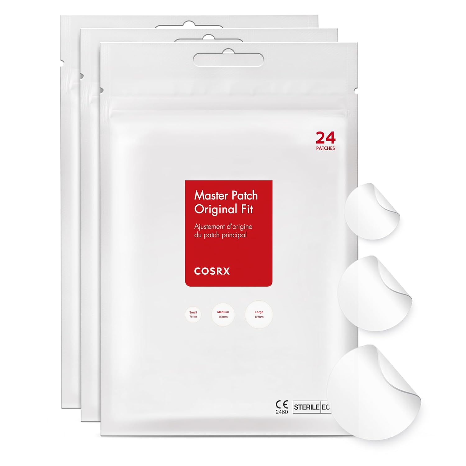 Cosrx Acne Pimple Patch Absorbing Hydrocolloid Original 3 Size Patches For Blemishes And Zits Cover, Spot Stickers For Face And Body, Not Tested On Animals