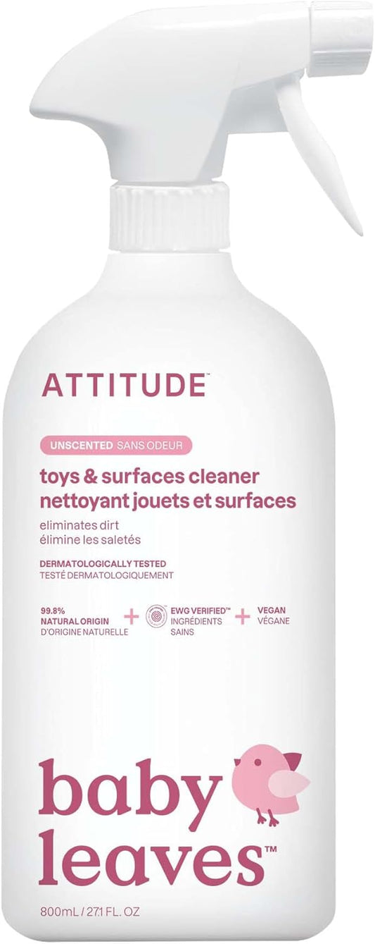 Attitude Toy And Surface Cleaner, Ewg Verified Multi-Surface Products, Vegan, Naturally Derived Multipurpose Cleaning Spray, Unscented, 27.1 Fl Oz