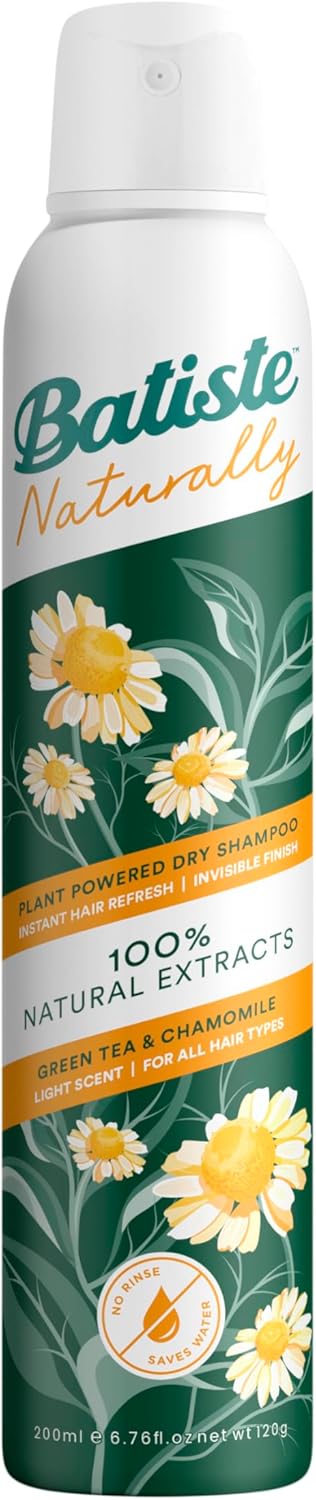 Batiste Naturally Green Tea & Chamomile 200Ml, No Rinse Spray To Refresh Hair In Between Washes, With 100% Natural Extracts (Pack Of 2)
