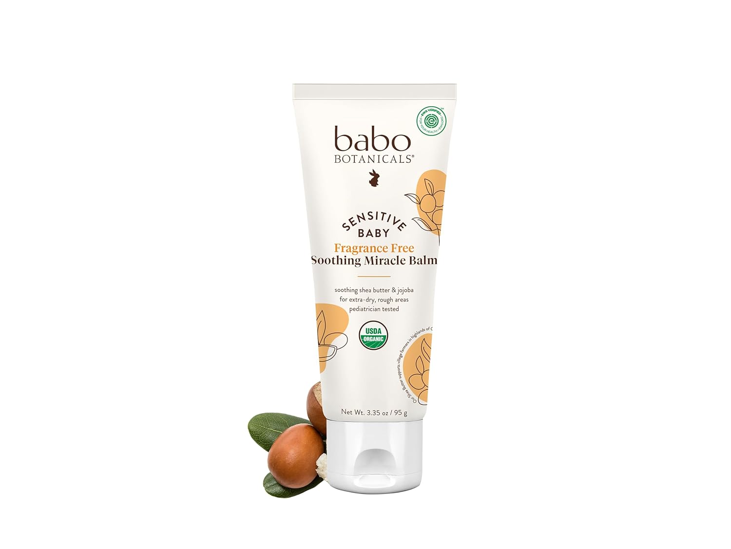 Babo Botanicals Sensitive Baby Fragrance-Free Soothing Miracle Balm - Usda Organic - All-Purpose Salve With Olive Oil & Shea Butter - For Extra-Dry, Rough Areas - Ewg Verified - For Babies & Kids