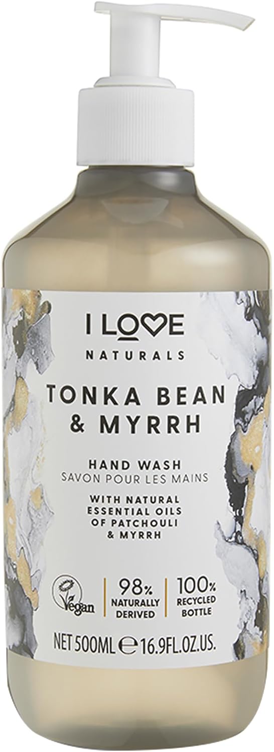 I Love Naturals Tonka Bean & Myrrh Hand Wash, Natural Oils Of Patchouli & Myrrh, Gently Removes Impurities, Refreshing & Cleansing Formula, 500ml : Amazon.co.uk: Beauty