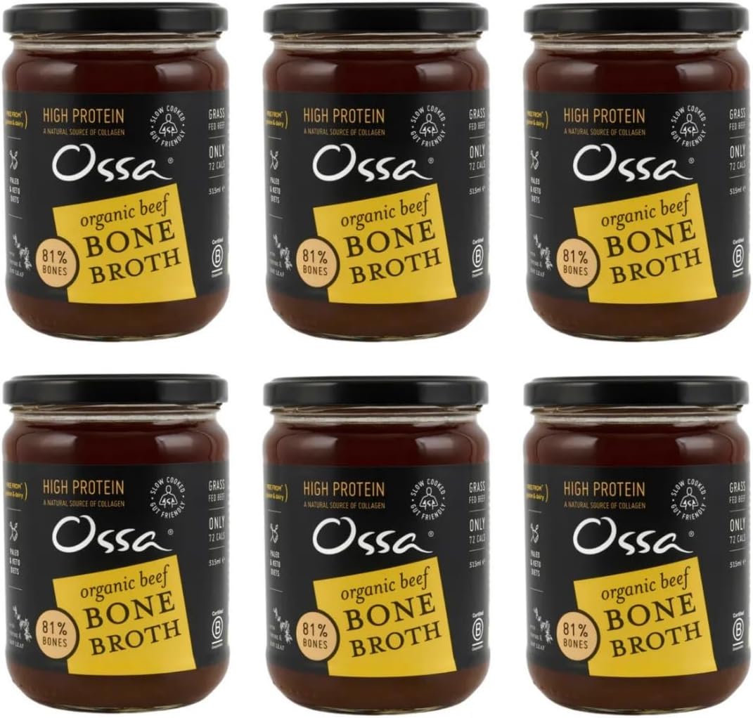 Ossa Bone Broth, High-Protein Broth, Preservative-Free Soup & Cooking Essential, Keto & Paleo-Friendly Soup Maker For Gut Health & Digestion, 515 Ml (Pack Of 6) (515 Ml, Chicken Bone Broth)